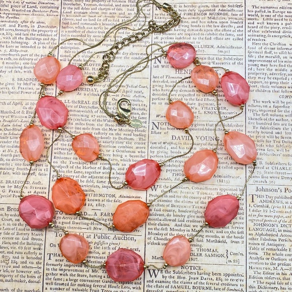 CHICO"S Triple Strand Statement Necklace Orange Arcrylic Beads Gold Tone - Picture 6 of 7